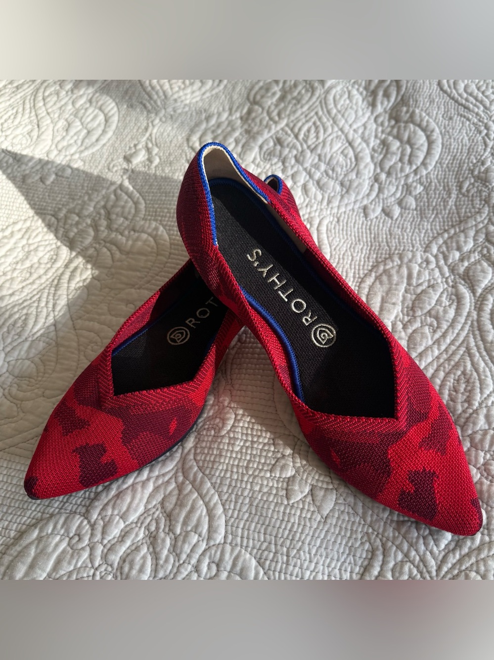 Rothy’s The Point Red Camo Pointed Toe Flats Size 8